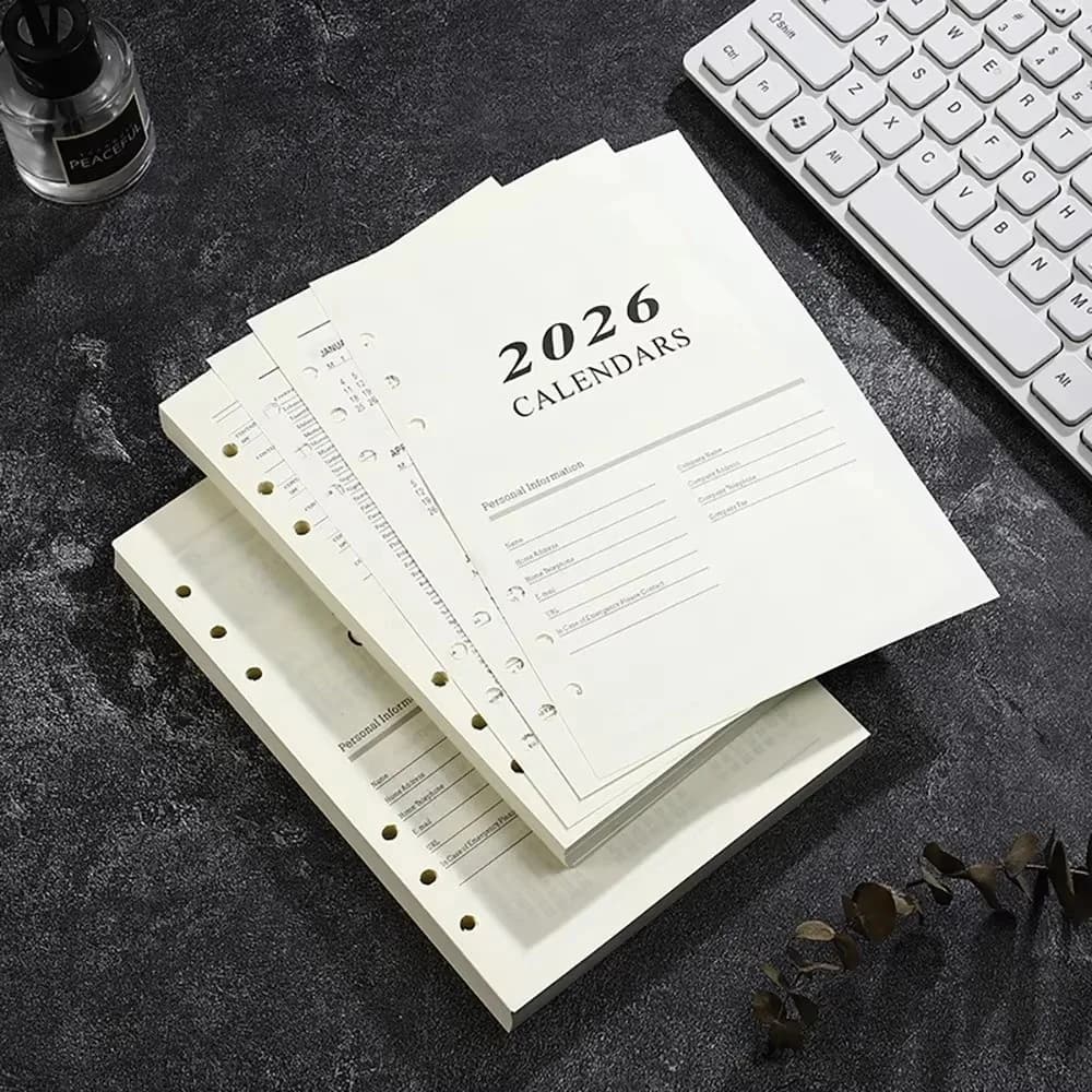 Pagina di ricarica durevole Notebook A5 Agenda giornaliera Raccoglitore a fogli mobili Pagina interna Fogli perforati Agenda Planner
