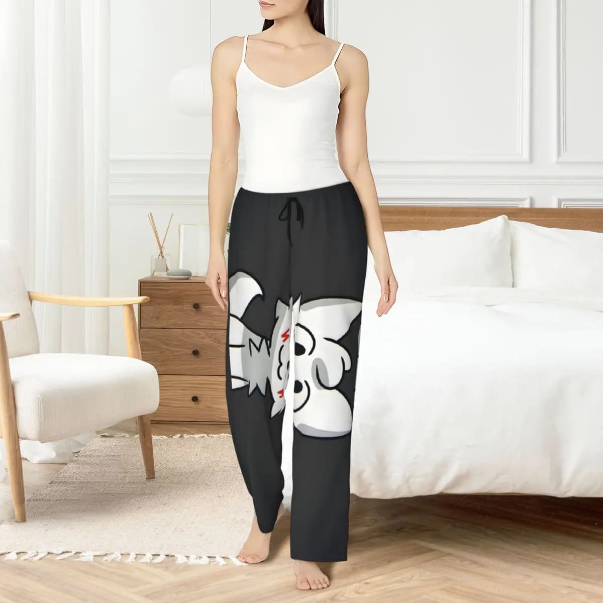 Boykisser Silly Cat custom pyjamas trousers Boykisser Silly Cat cute cartoon women's pyjamas pants elasticated night pants with pockets