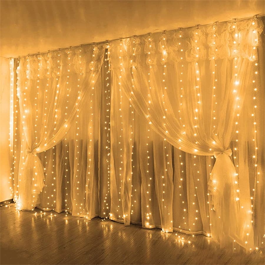 Luci a Stringa LED a Forma di Tenda, Decorazione per San Valentino, 8 Modalità, USB, Illuminazione Festiva per Matrimoni, Camera da Letto, Casa, Esterni