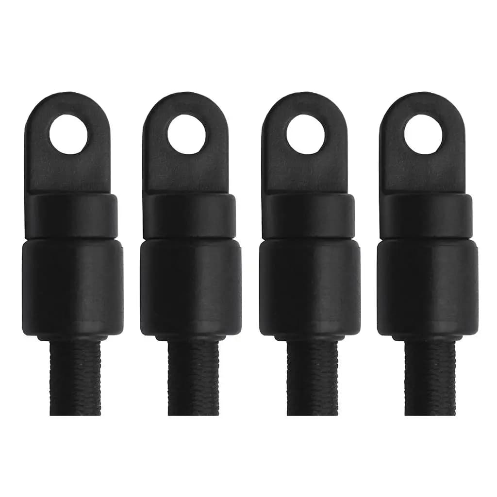 Fermacorda Elastico Nero in Nylon per Kayak, Accessori Regolabili per Corda, Clip per Barca e Canoa, Confezione da 4