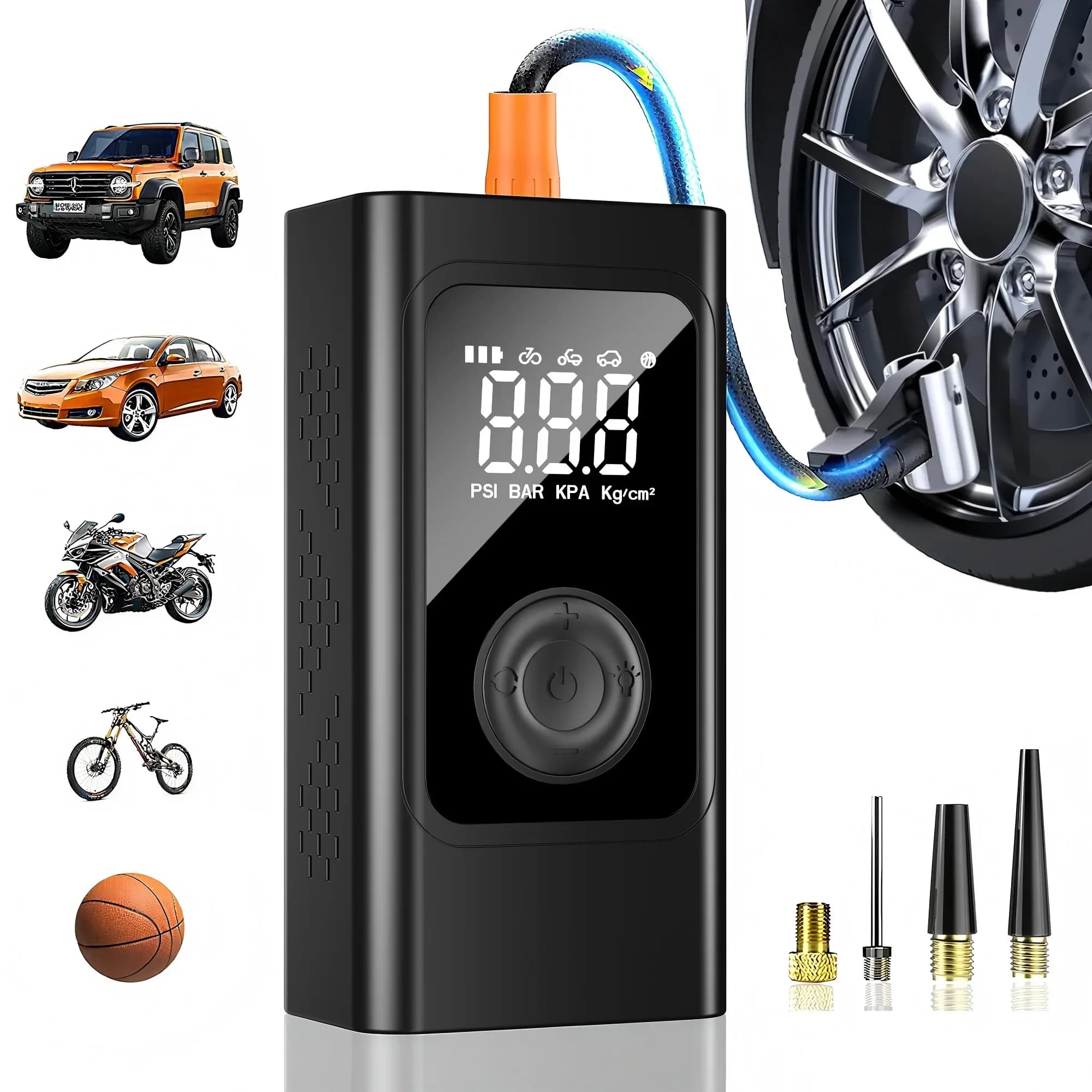 Compressore d'aria elettrico per gonfiaggio pneumatici per auto portatile Pompa d'aria a riempimento rapido 150PSI per palle di pneumatici per biciclette per auto moto