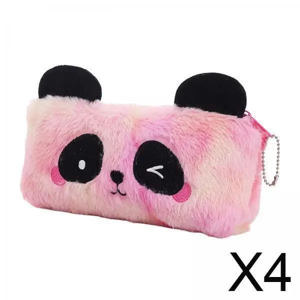 Simpatico astuccio per penne in peluche con panda, astuccio di grande capacità con catena sospesa per studenti delle scuole e amanti della cancelleria