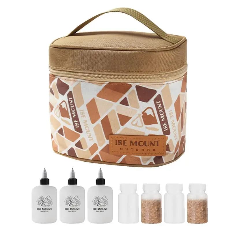 Set di dispenser per condimenti da campeggio con custodia per il trasporto Barattoli portatili per spezie Shaker Bottiglia per pepe Sale Picnic da viaggio BBQ