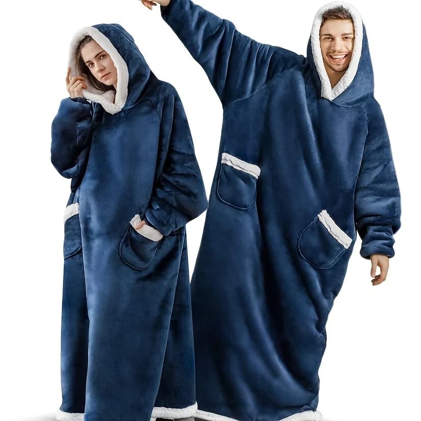 usWearable Blanket Long Flannel Blanket With Sleeves Winter Hoodies Sweatshirt Women Men Pullover Fleece Giant TV Blanket Oversizedd
