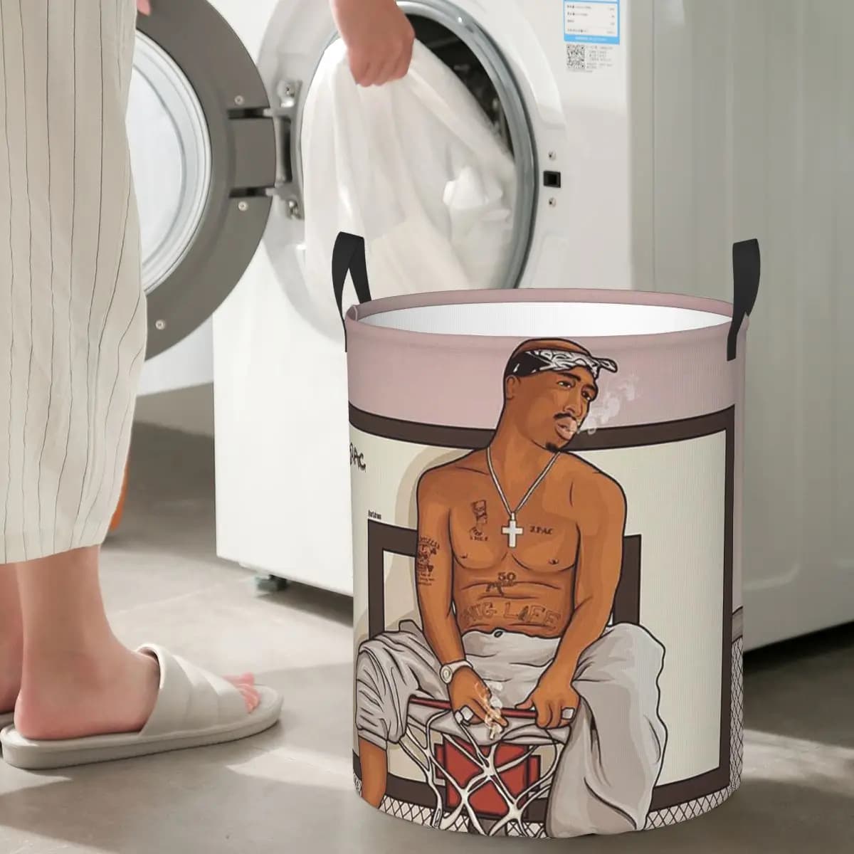 Cesto Pieghevole per Bucato Rapper Tupac 2PAC Hip Hop, Cesto Portaoggetti per Vestiti Sporchi e Giocattoli, Borsa Grande Impermeabile