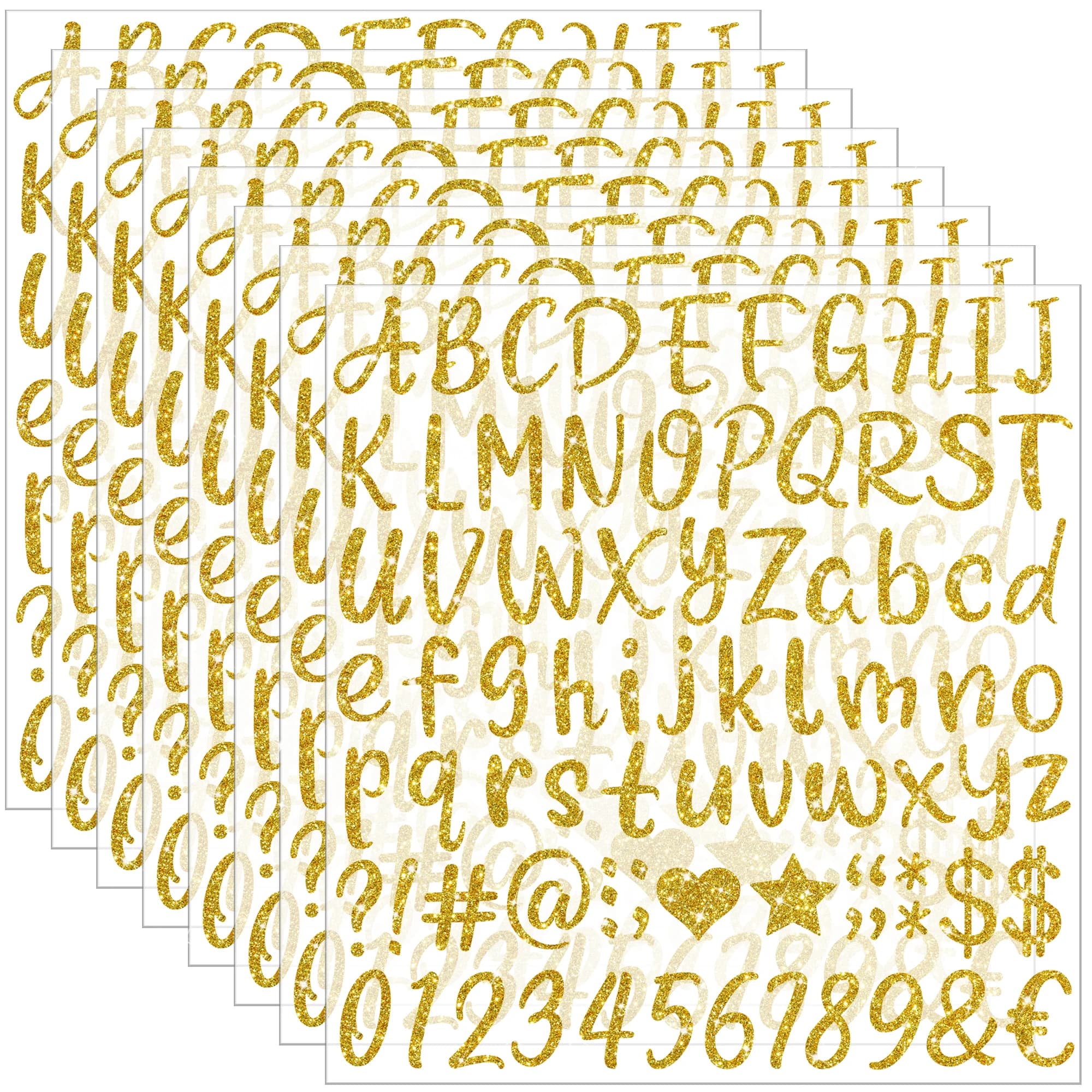 Wall decals with letters of the golden glitter Alphabet letters Self-adhesive waterproof vinyl letters for graduation caps Water bottles Postal box number Make yourself