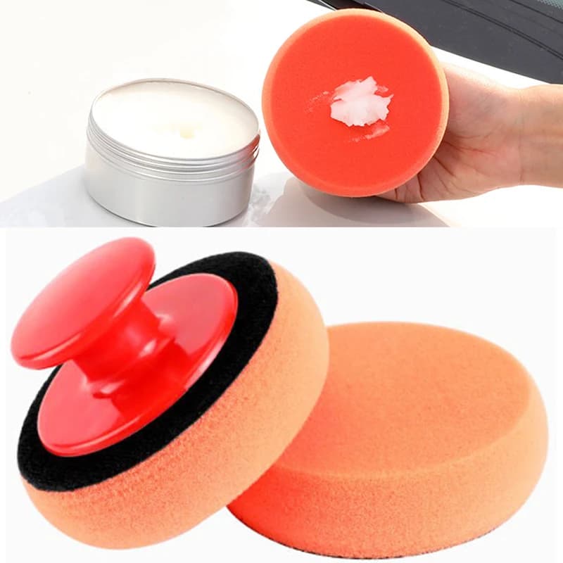 Applicatore di spugna in schiuma di cera per lucidatura per ceratura per auto Cuscinetti in spugna per lucidatura per ceratura per auto con maniglia di alimentazione Strumenti per la pulizia dei dettagli automatici