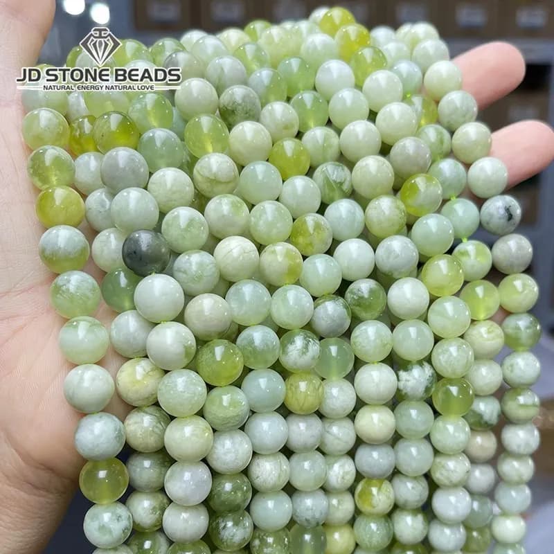Distanziatore allentato rotondo in giada mista bianca verde chiaro naturale 10mm perline per gioielli che fanno risultati accessori per collana braccialetto fai da te