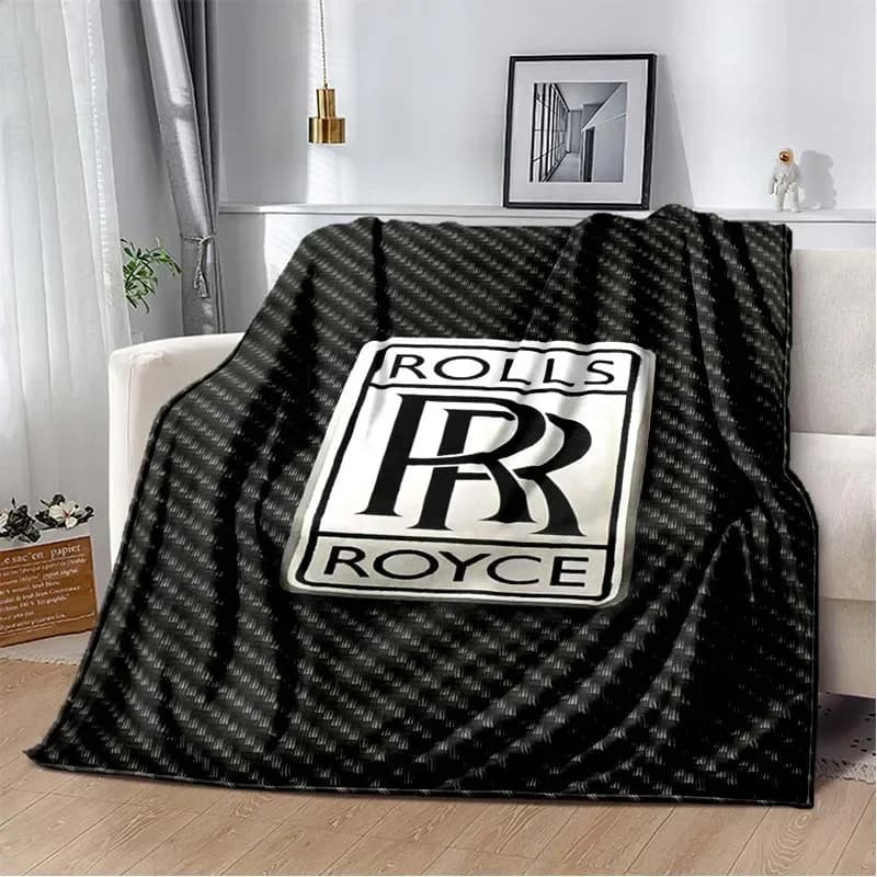 HD moda lusso super auto R-Rolls-Royce logo stampato peluche casa portatile flanella calda peluche morbida coperta divano letto coperta