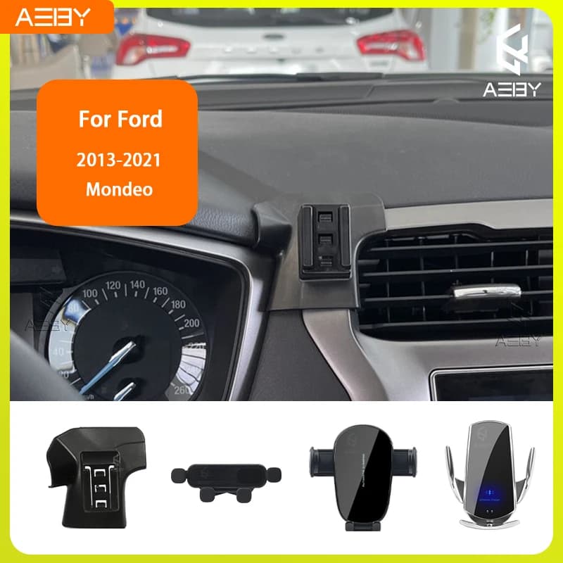 Supporto per Telefono per Ford Mondeo 2013-2021, Base Fissa Speciale con Ricarica Wireless, Supporto per Cellulare da Auto