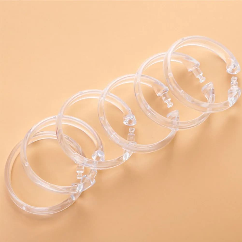 15Pcs Clear Shower Curtain Rings Snap Closure Transparent Circular Hanging Rings for Bathroom Hotel Guesthouse Modern Decor