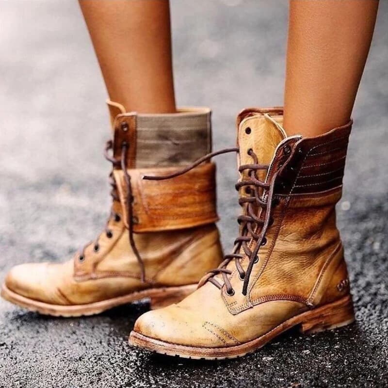 Plus Size 36-43 Scarpe per le donne Stivaletti autunnali Ricamo Lace Up PU Pelle Calzature femminili Scarpe da donna Botas De Mujer