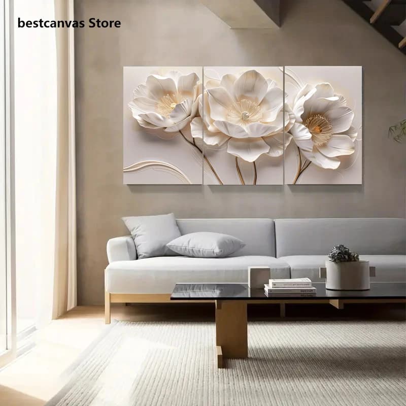 Abstract Flower Painting on Canvas Print Poster, Modern House Living Decor Wall Art Floar Image Painting Without Frame Cuadros