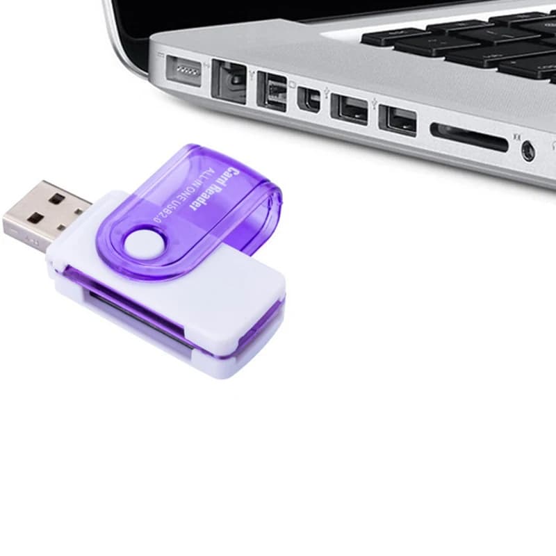 Lettore di Schede di Memoria USB 4 in 1, Adattatore USB 2.0 per Schede SD, Micro SD, TF, MS, M2 per Computer e Telefoni Android