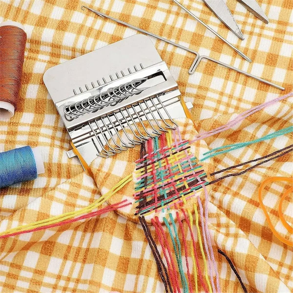 LUCK Speedweve Small Mini Darning Looms, Wooden Looms Speedweve Type Weave Tool Knit Patch Kit for DIY Crafts Mending