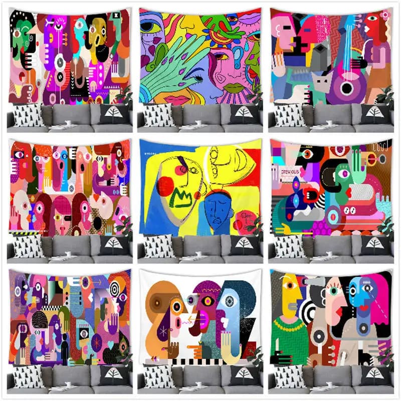 Abstract art figure line drawing digital-printed polyester tapestries living rooms bedrooms macrame wall hanging room decor