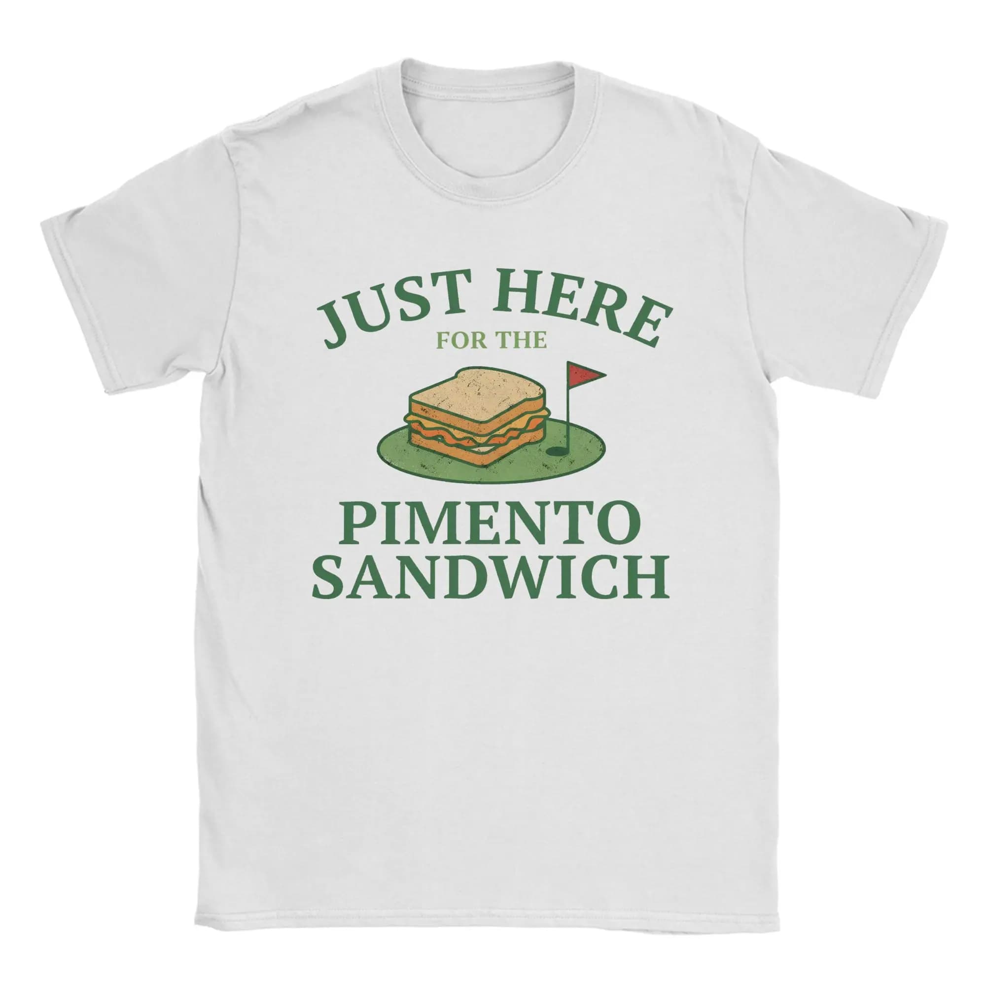 Maglietta in cotone da uomo con stampa 'Just Here For The Pimento Cheese Sandwich Golf Humor Season', T-shirt vintage estiva, magliette hipster.
