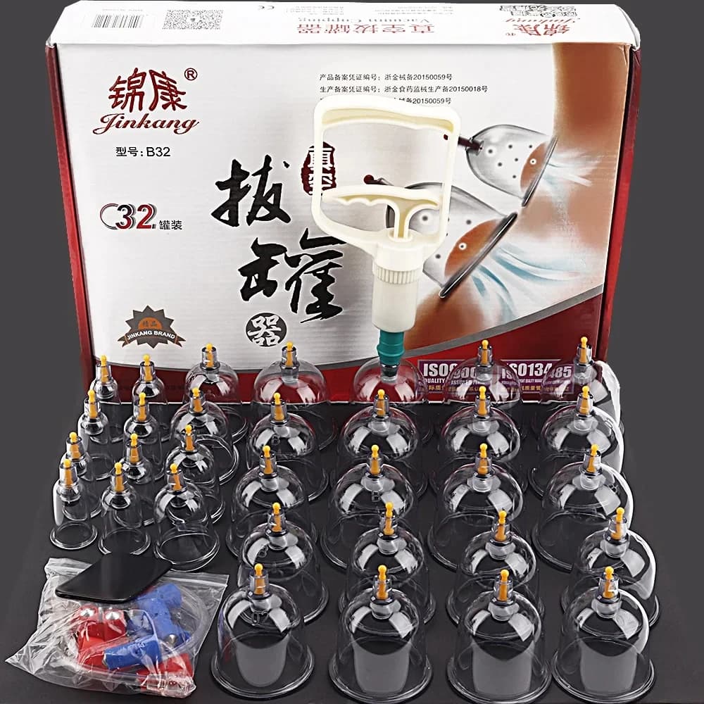32 PCS Vacuum Coptic Treatment Set Acupuncture suction cup Massage for body physiotherapy method of traditional chinese medicine