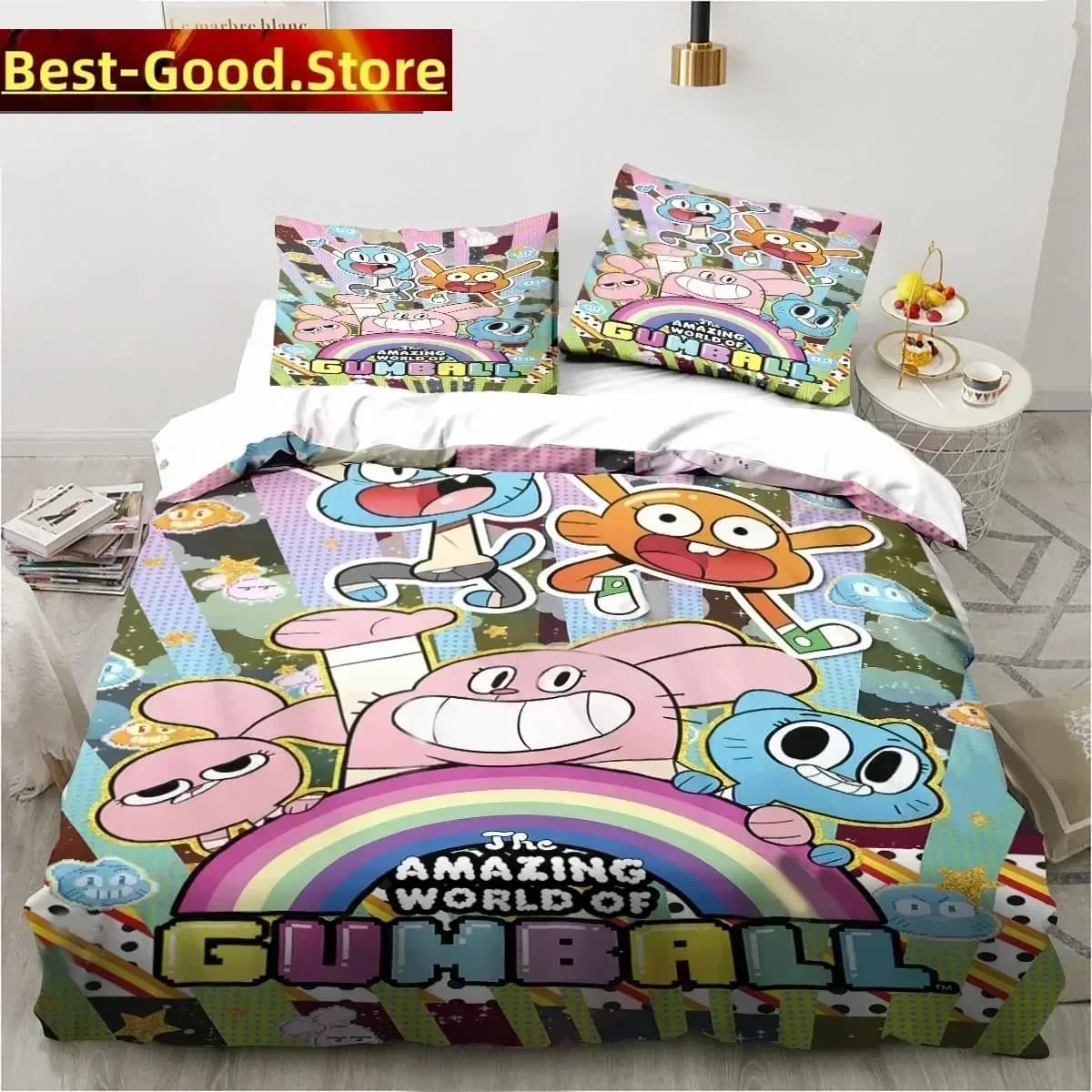 Set di biancheria da letto Cartoon The Amazing World Gumball per ragazzi e ragazze, copripiumino, federa, letto singolo, matrimoniale, king size, per ragazzi e adulti