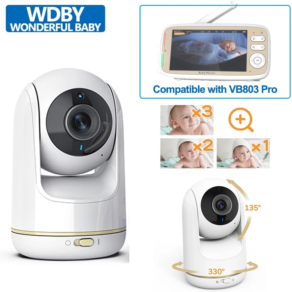 Telecamera separata per VB803 Pro Video Baby Monitor, controllo APP dello zoom, sensore di temperatura, visione notturna a infrarossi, accessori per il monitoraggio del bambino