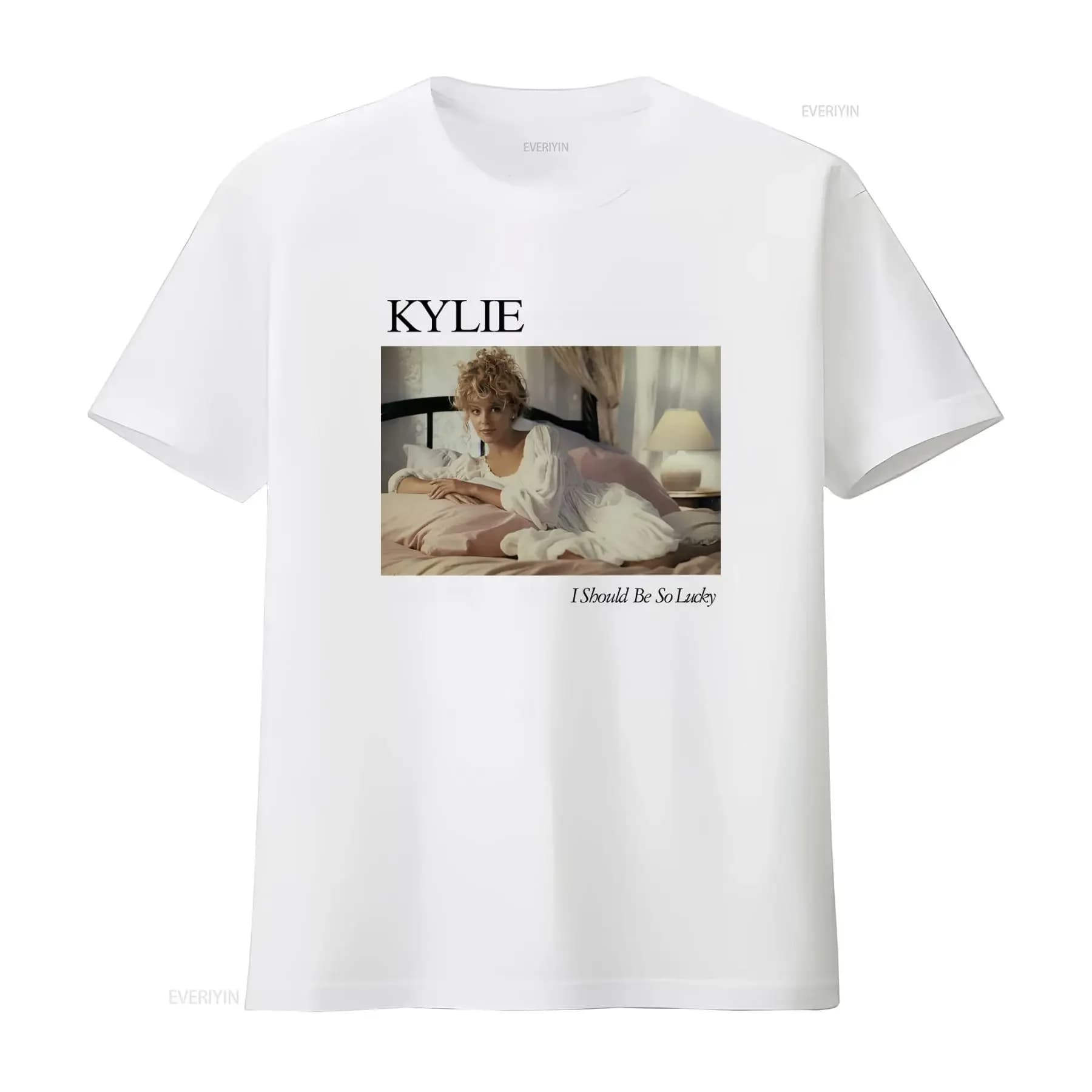 T-shirt Kylie Minogue I Should Be So Lucky Bianca Taglie S-5XL Stampa Elegante Pop Culture Vintage Lavata Uomo Casual Traspirante