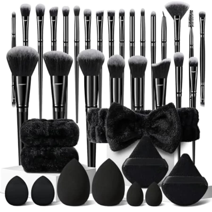 36Pcs Black Makeup Brushes Set Professional Makeup Kit Multi-functional Makeup Tool Set with Facial Makeup Accessories, Foundat