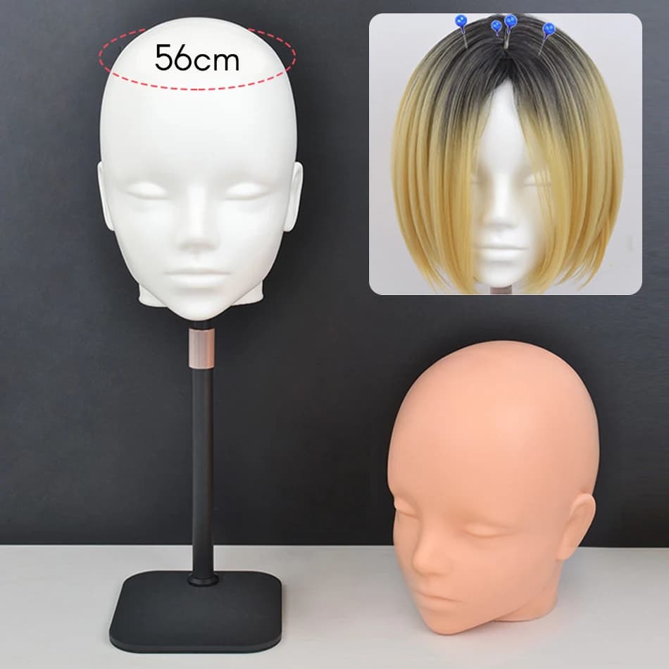 Support for wig with dummy head with braid support for wig adjustable for wig making display with T/practical pins for wig hood training