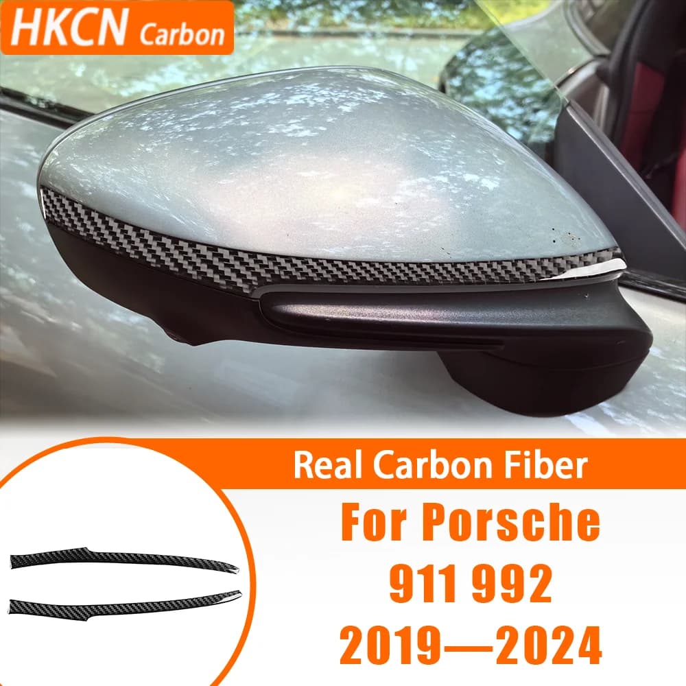 Carbon Fiber Review Mirror Protective Strips Trim Cover Modified Sticker for Porsche 992 911 Interior accessories for cars