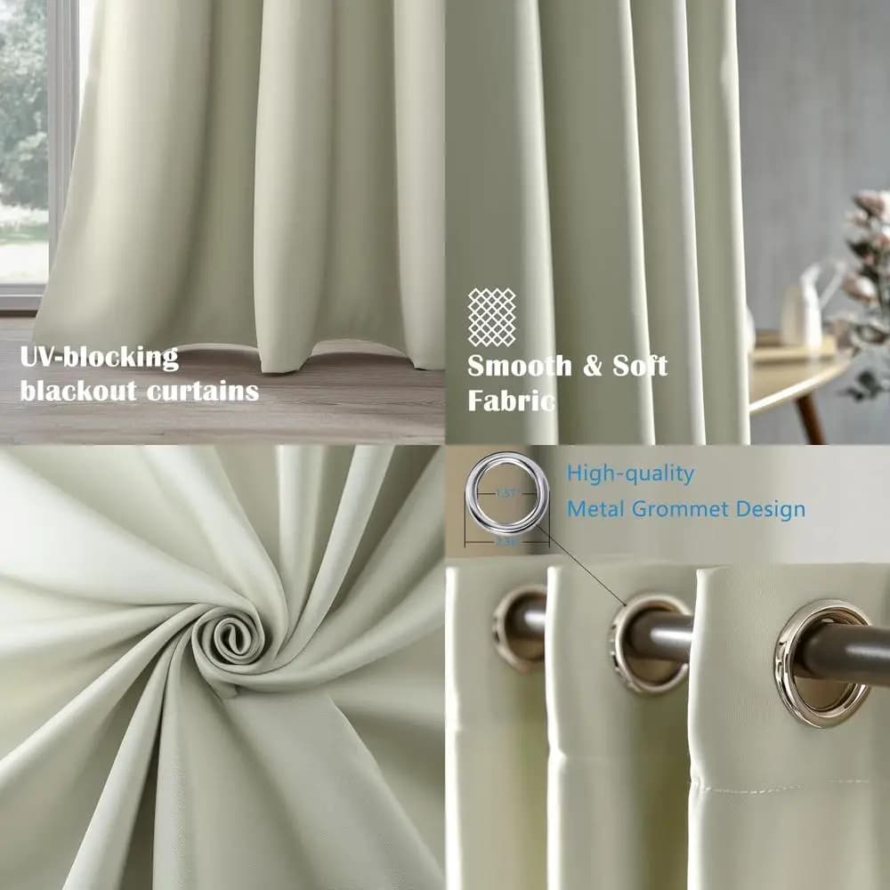 Tende Oscuranti Naturali con Occhielli, Lunghezza 72, Set di 2 Pannelli per Soggiorno e Camera da Letto, 34x72, Decorazione Termoisolante