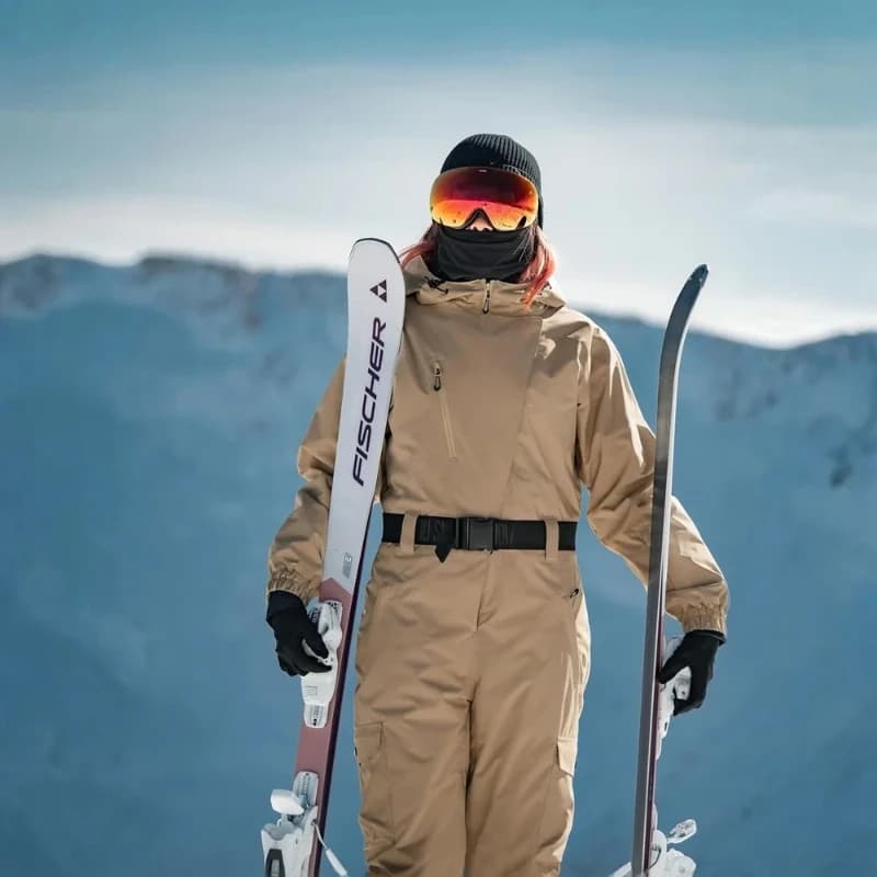 2026 New Women Design One Piece Ski Suits Winter Insulated Jumpsuits Waterproof Snowboard Outfits with Belt Clothing Outdoor
