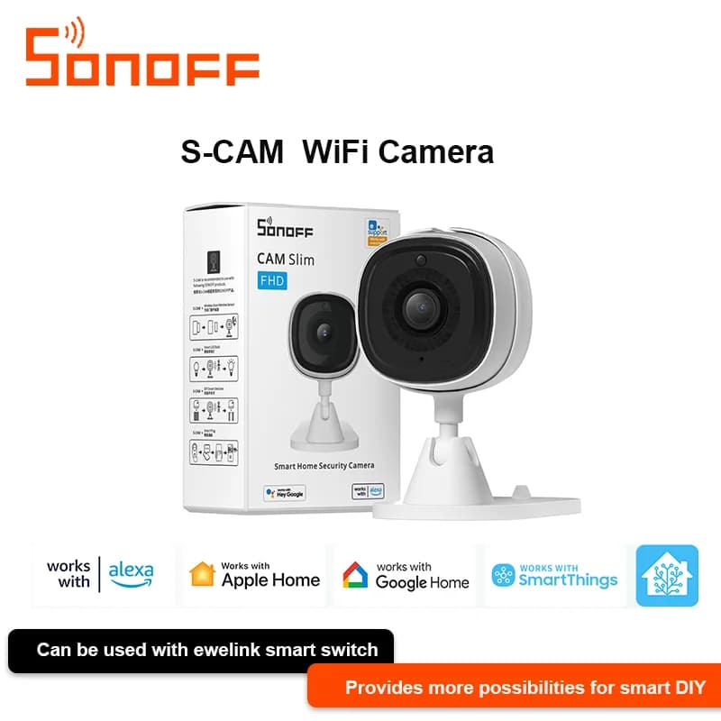 SONOFF 1080P HD Wi-Fi IOT Telecamera CAM Slim Smart Home Security Rilevazione movimento Allarme Collegamento scena tramite eWeLink Alexa Google