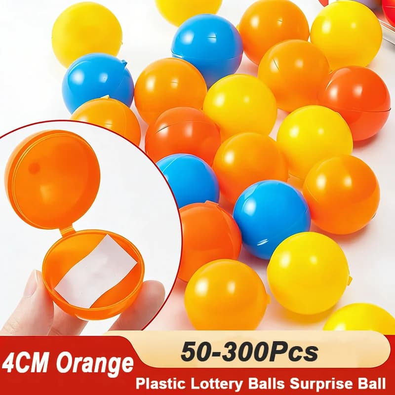 100-500 Pezzi Palline di Plastica Arancioni da 4CM per Lotteria, Giocattolo Sorpresa, Capsule Vuote Apribili per Distributori Automatici, Regalo per Bambini