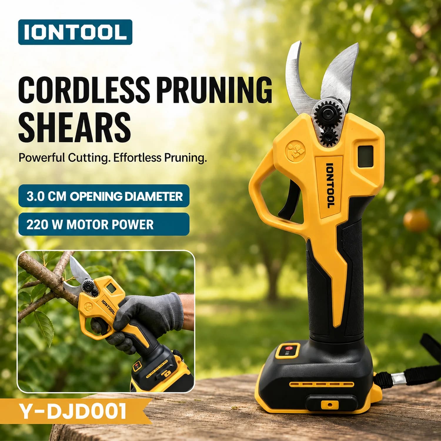 IONTOOL Electric Pruning Shears Rechargeable Battery Pruner Scissors for Bonsai Orchard Shrub Branch Garden Pruni Bare Tool