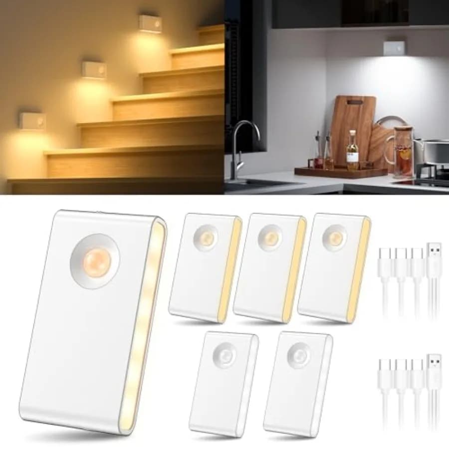 Luci per Scale con Sensore di Movimento per Interni, Luci Notturne Ricaricabili con Modalità Colore, Illuminazione Wireless Sottopensile per Scale