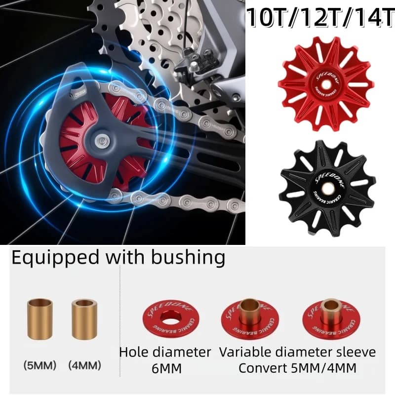 1 pz Deragliatore Posteriore Ruota Guida 10T 12T 14T Cuscinetti In Ceramica CNC Deragliatore Posteriore puleggia per Shimano SRAM Mountain Road bicicletta
