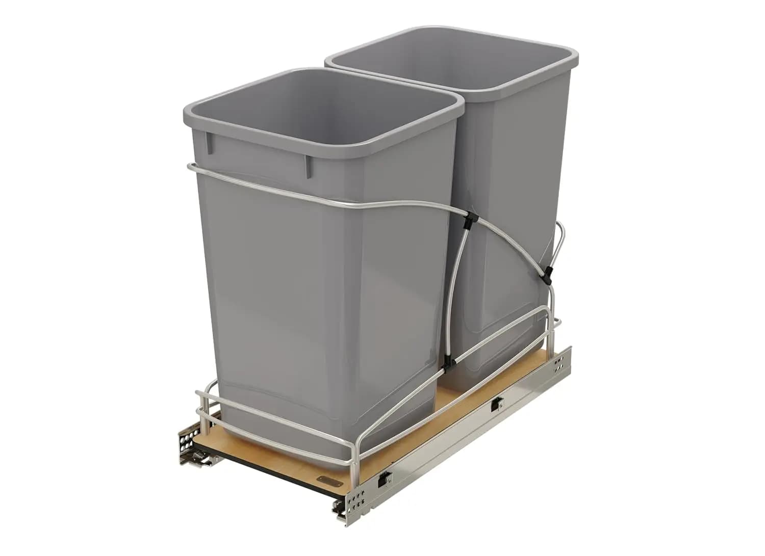 Contenitore per rifiuti a doppio estrattore da 27 Qt con chiusura ammortizzata per mobile da 18 pollici, grigio