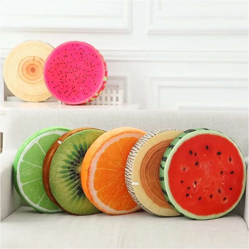 39cm Round Throw Pillows 3D Print Fruit Shape Cushion Decorative Plush Funny Fruit Stuffed Cushions For Couch Chair