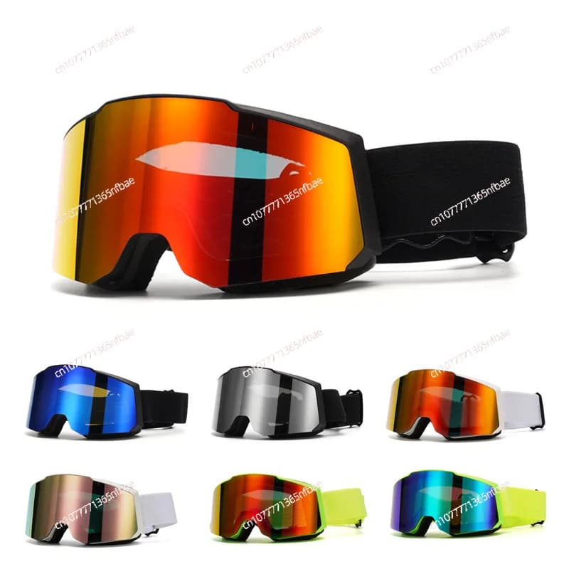 Occhiali da sci per uomo – Lente cilindrica grande, design OTG (Over-The-Glasses), doppio strato antiappannamento per sci e ciclismo all'aperto