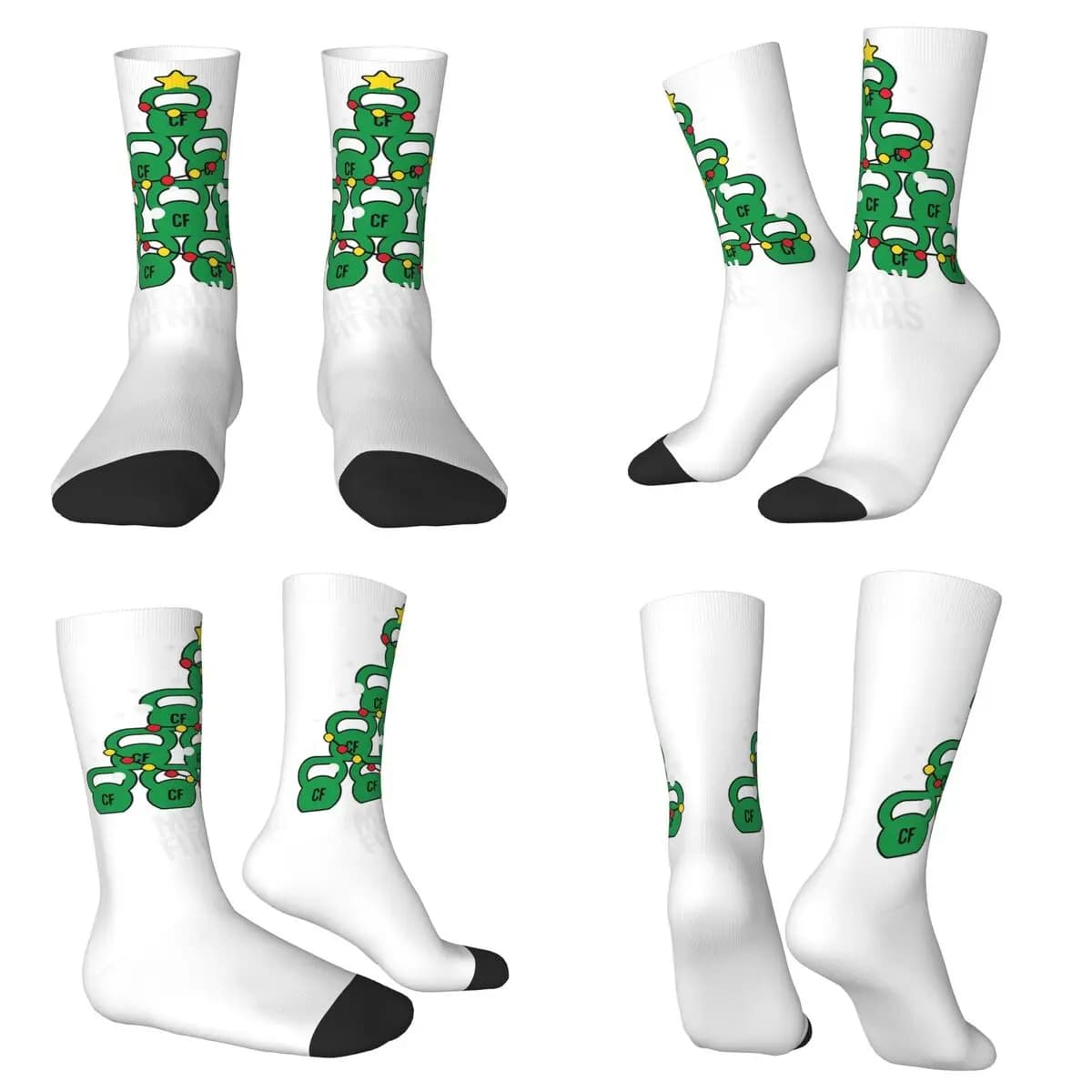 Tree Kettlebell, Christmas tree socks High quality Harajuku socks Long socks for all seasons for unisex birthday gift