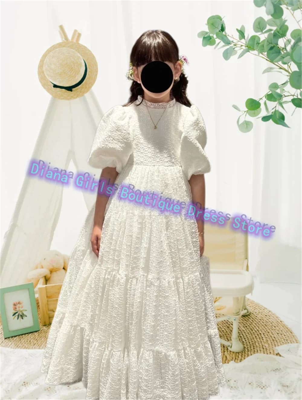 Elegante abito da ragazza di fiori soffici in pizzo color latte avorio per abiti da ballo da sposa Abiti da sera per feste di compleanno di piccola principessa b aptismo