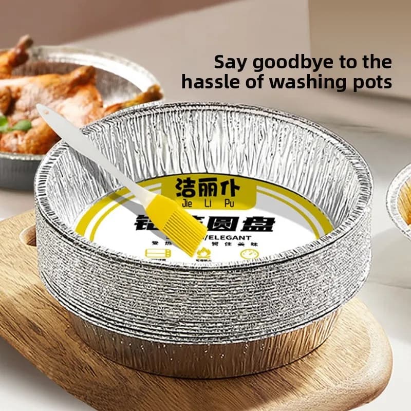 Food Grade Aluminum Foil Bowl for Air Fryer Home Use Baking Tool round Dish Antimicrobial Stainless Steel Utensil Children Fr...