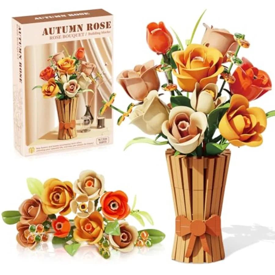 Fiori per Adulti Compatibili con Lego, Bouquet di Fiori Iconici, Kit Collezione Botanica, Fiori Artificiali, Regali per San Valentino