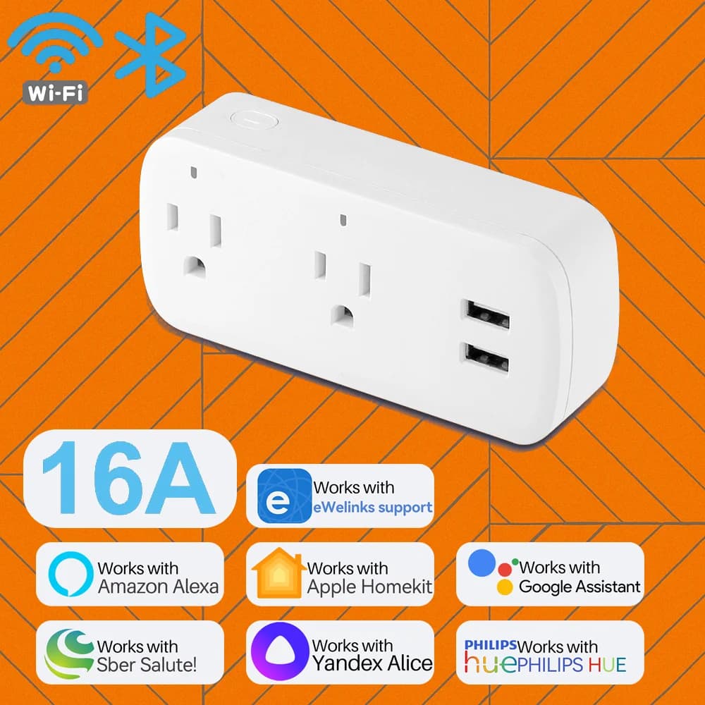 US 16A WiFi Smart Plug for eWelink App Control Power Monitor Timer Countdown Group Voice Control Speculation of memory Alexa Home