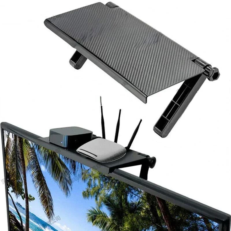 TV Screen Top Shelf Adjustable Home Office Organizer Computer Monitor Desktop Display Stand TV Rack Router Storage Rack Holder
