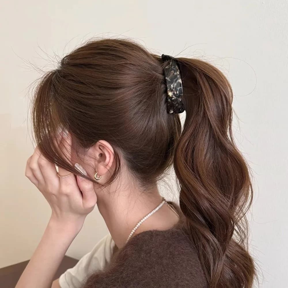 Acetate Finish Banana Hair Clip Spring Hinge Curved Banana Shape Hair Claw Clip Secure Grip Ribbed Teeth Vertical Hair Clip