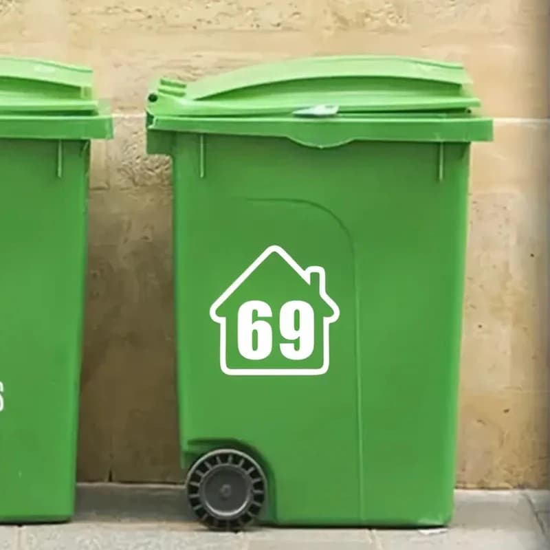 1PC Trash Can Dustbin Number Sticker Self Adhesive Wheelie Bin Stickers Garage Decals DIY Free Combination Weatherproof