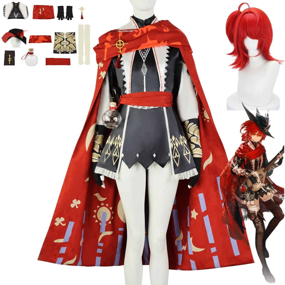 Game Arknights Exusiai The New Covenant Cosplay Costume Legend Seeker Wig Fight Uniform Dress Red Cloak Woman Sexy Carnival Suit