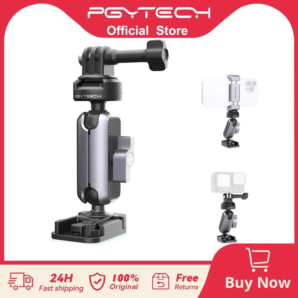 PGYTECH CapLock Action Camera Motor Bike helmet sticker bracket for DJI POCKET 3 Osmo Action 4/3 Gopro12 / 11/10/9
