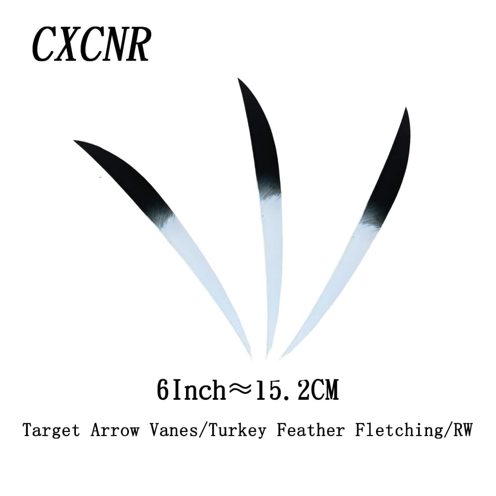 50Pcs 6" RW Turkey Real Feather Arrow Vanes Target Shooting Fletches DIY Archery Parts for Recurve Traditional Bow Arrows