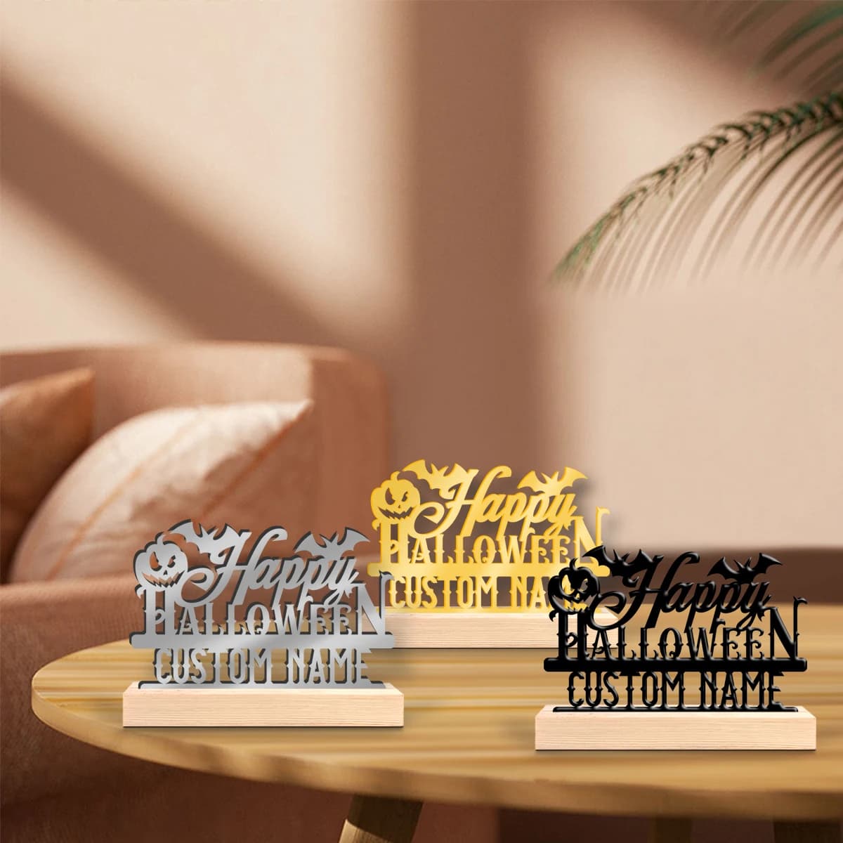 1pc Interesting Desktop Metal Statues Customizable Content Equipped with A Wooden Base Art Decoration, Desktop Decoration